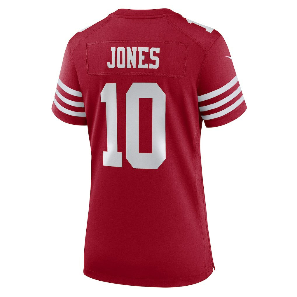 Mac Jones San Francisco 49ers Women's Team Game Jersey - Scarlet on sale