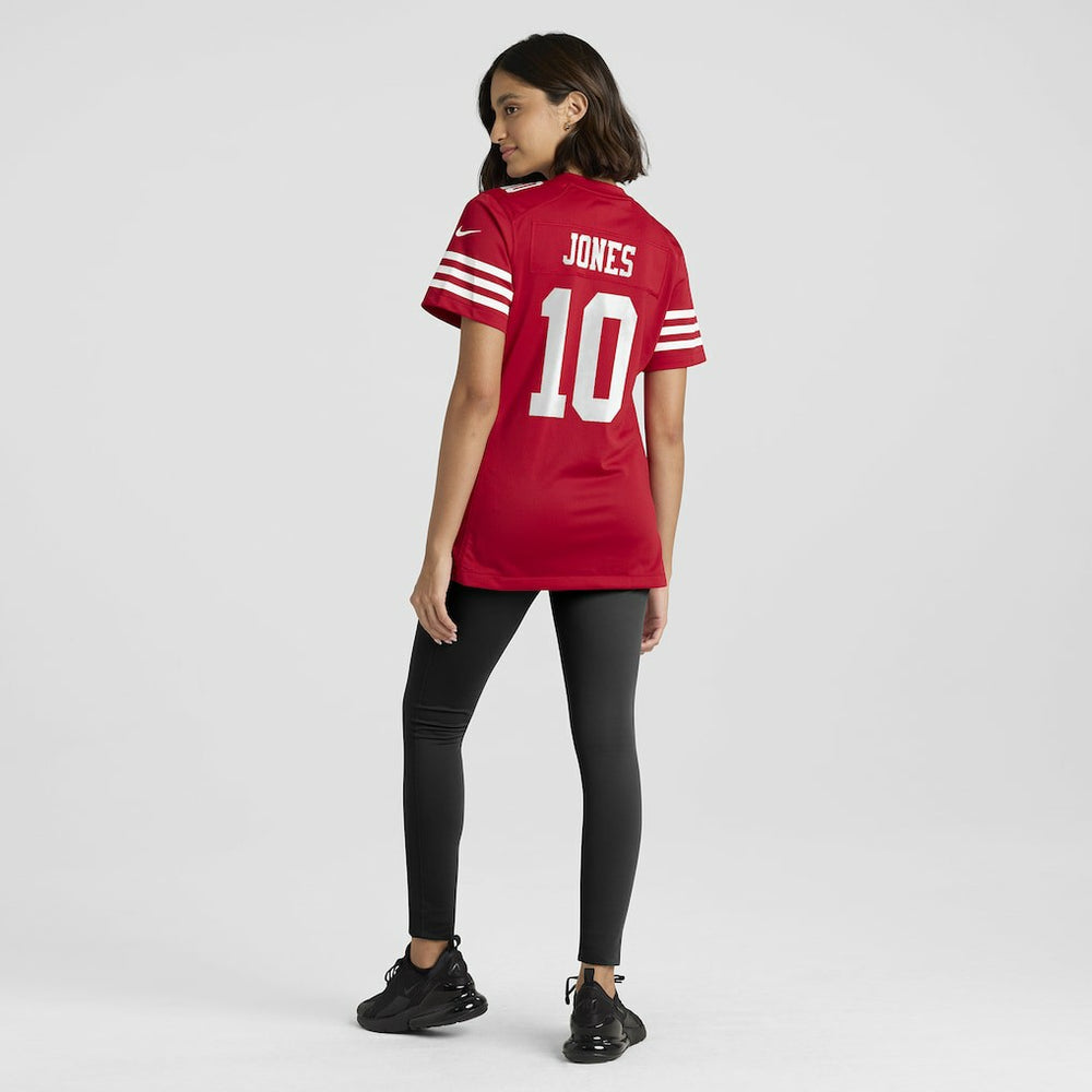 Mac Jones San Francisco 49ers Women's Team Game Jersey - Scarlet on sale
