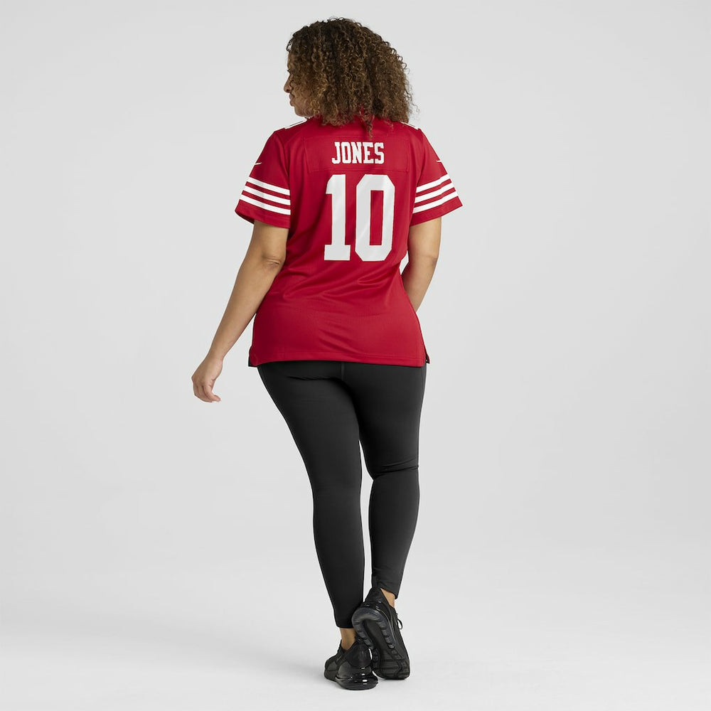 Mac Jones San Francisco 49ers Women's Team Game Jersey - Scarlet on sale