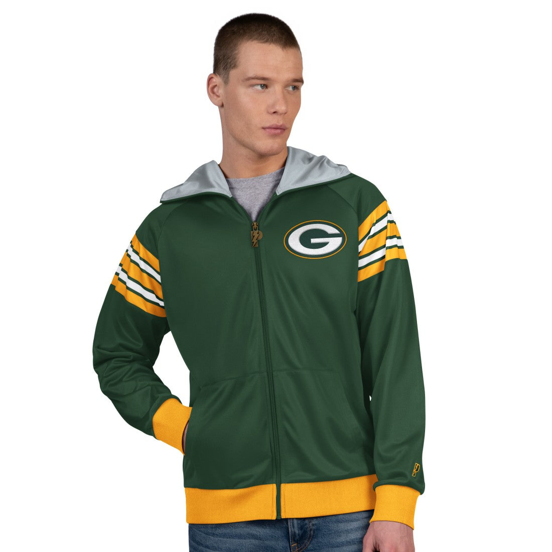 Green Bay Packers Pro Player Helmet Full-Zip Hooded Track Jacket - Green/Gold outlet