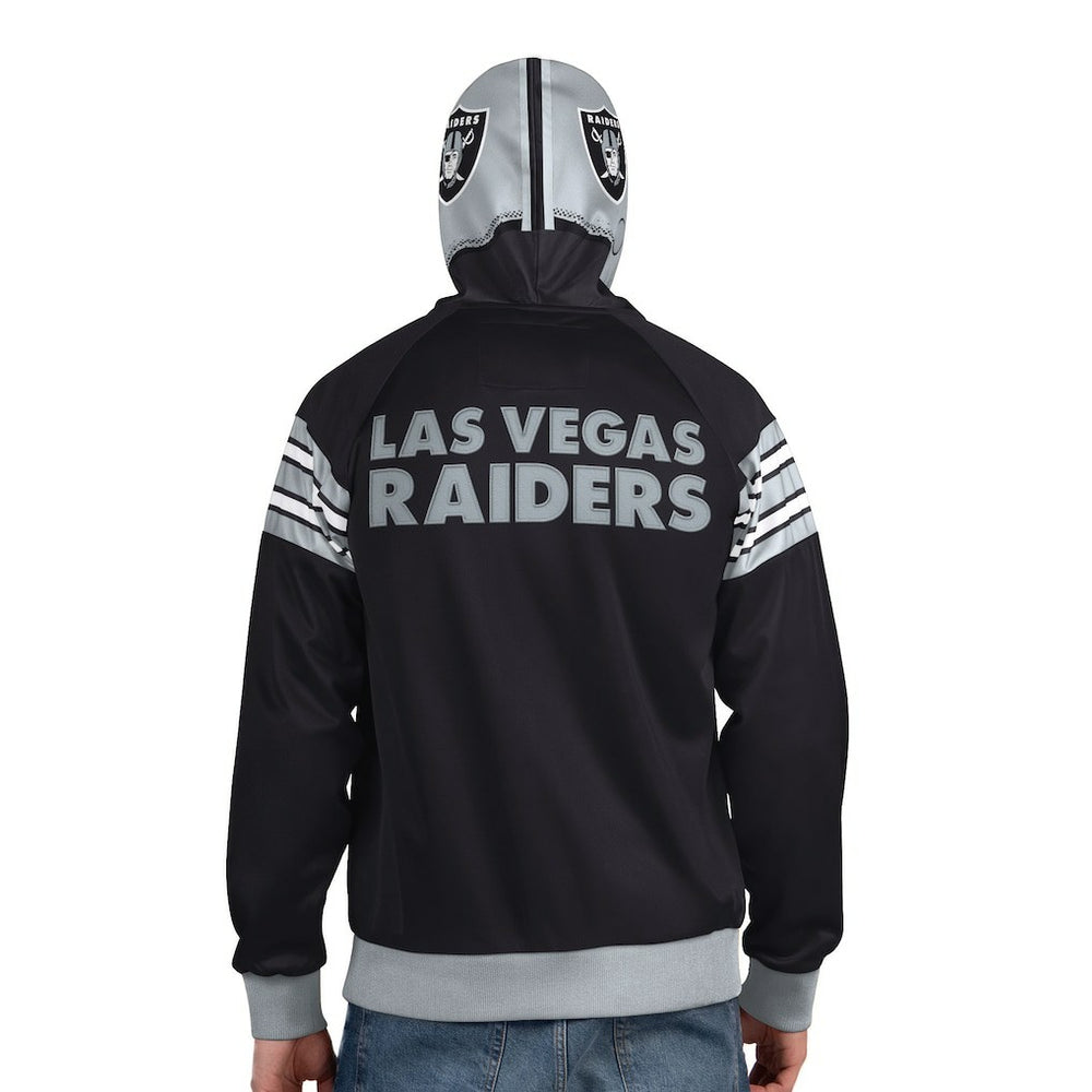 Las Vegas Raiders Pro Player Helmet Full-Zip Hooded Track Jacket - Black/Silver cheap