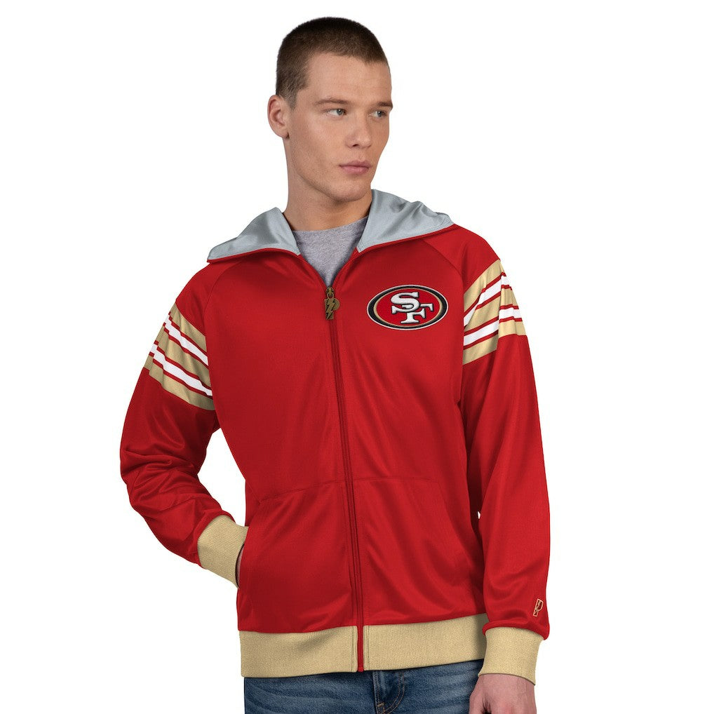 San Francisco 49ers Pro Player Helmet Full-Zip Hooded Track Jacket - Scarlet/Gold outlet