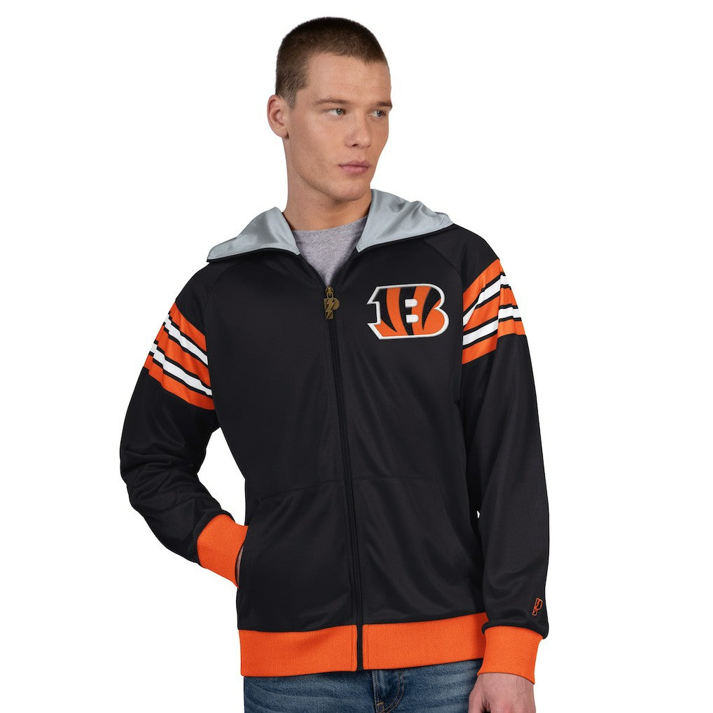 Cincinnati Bengals Pro Player Helmet Full-Zip Hooded Track Jacket - Black/Orange sale