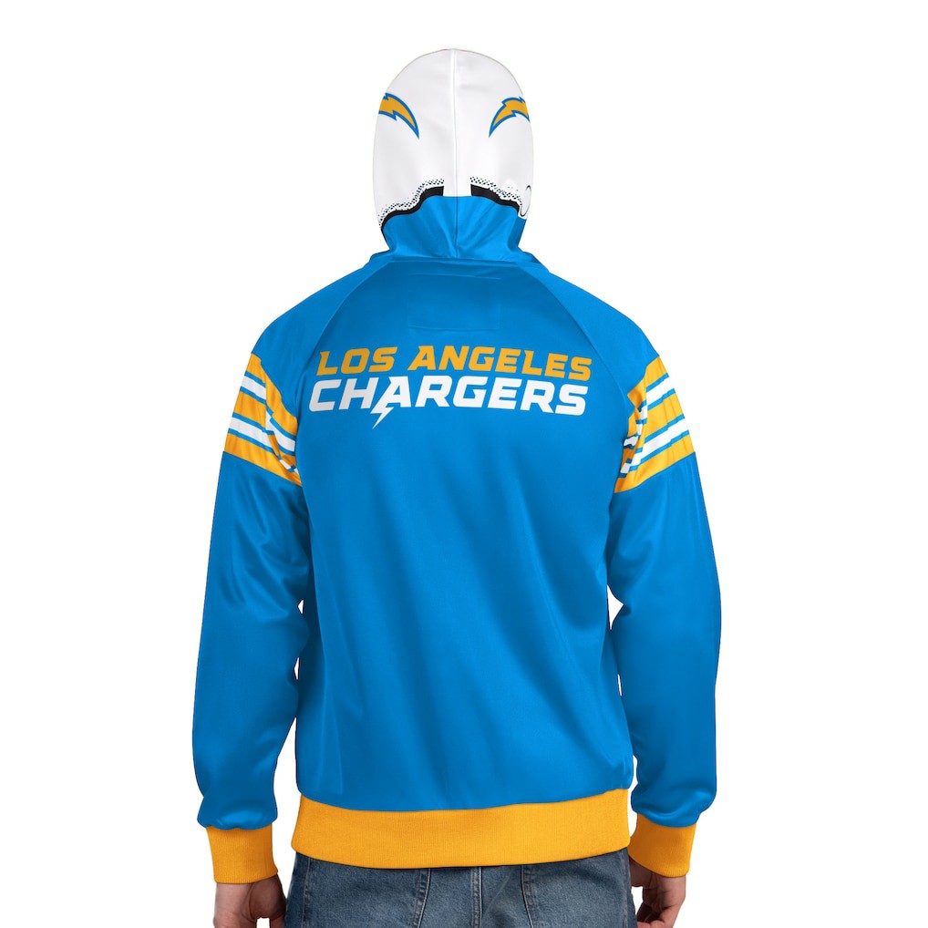 Los Angeles Chargers Pro Player Helmet Full-Zip Hooded Track Jacket - Powder Blue/White on sale