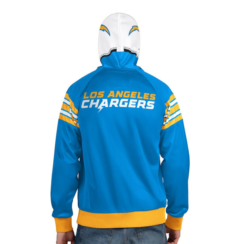 Los Angeles Chargers Pro Player Helmet Full-Zip Hooded Track Jacket - Powder Blue/White on sale