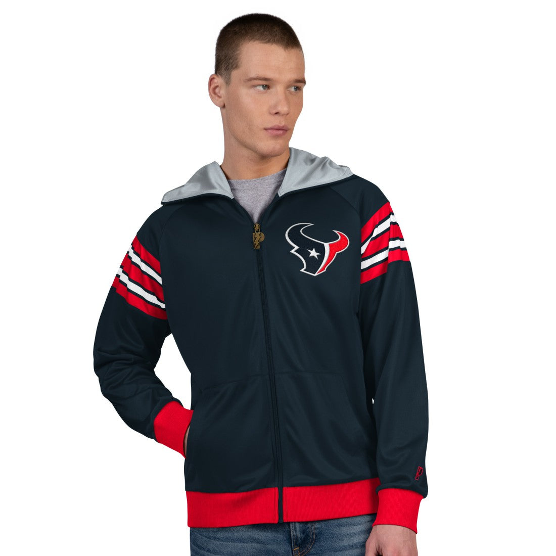 Houston Texans Pro Player Helmet Full-Zip Hooded Track Jacket - Navy/Red outlet