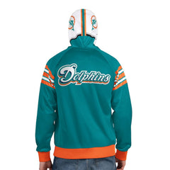 Miami Dolphins Pro Player Retro Helmet Full-Zip Hooded Track Jacket - Aqua/Coral discount