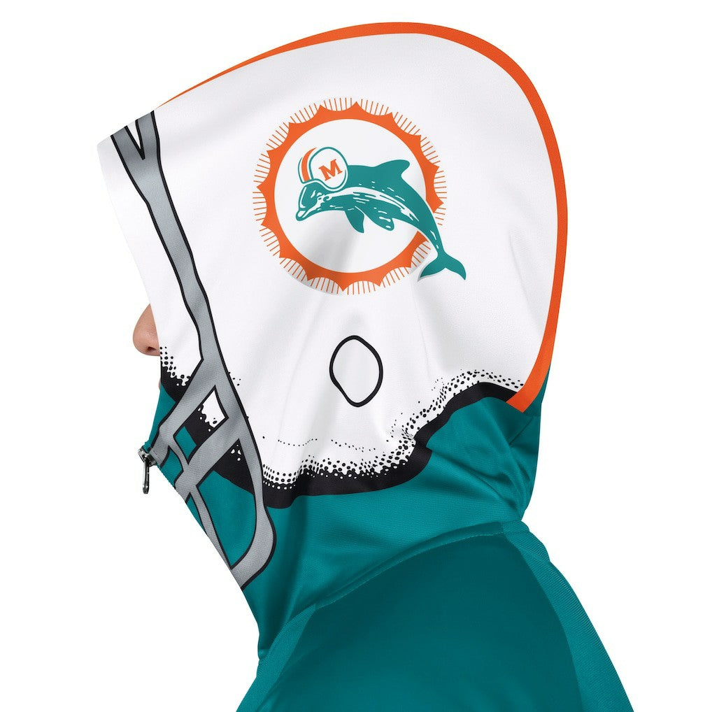 Miami Dolphins Pro Player Retro Helmet Full-Zip Hooded Track Jacket - Aqua/Coral discount
