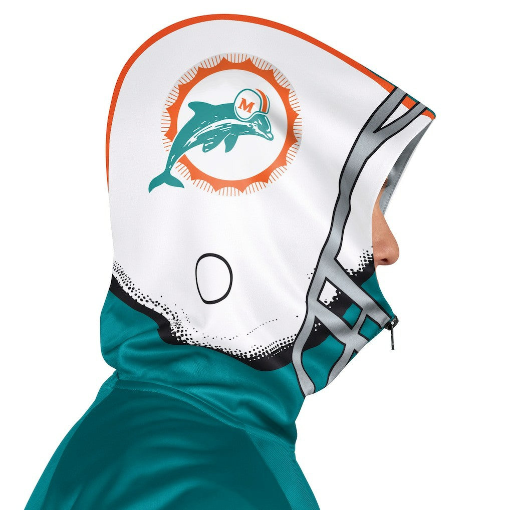 Miami Dolphins Pro Player Retro Helmet Full-Zip Hooded Track Jacket - Aqua/Coral discount