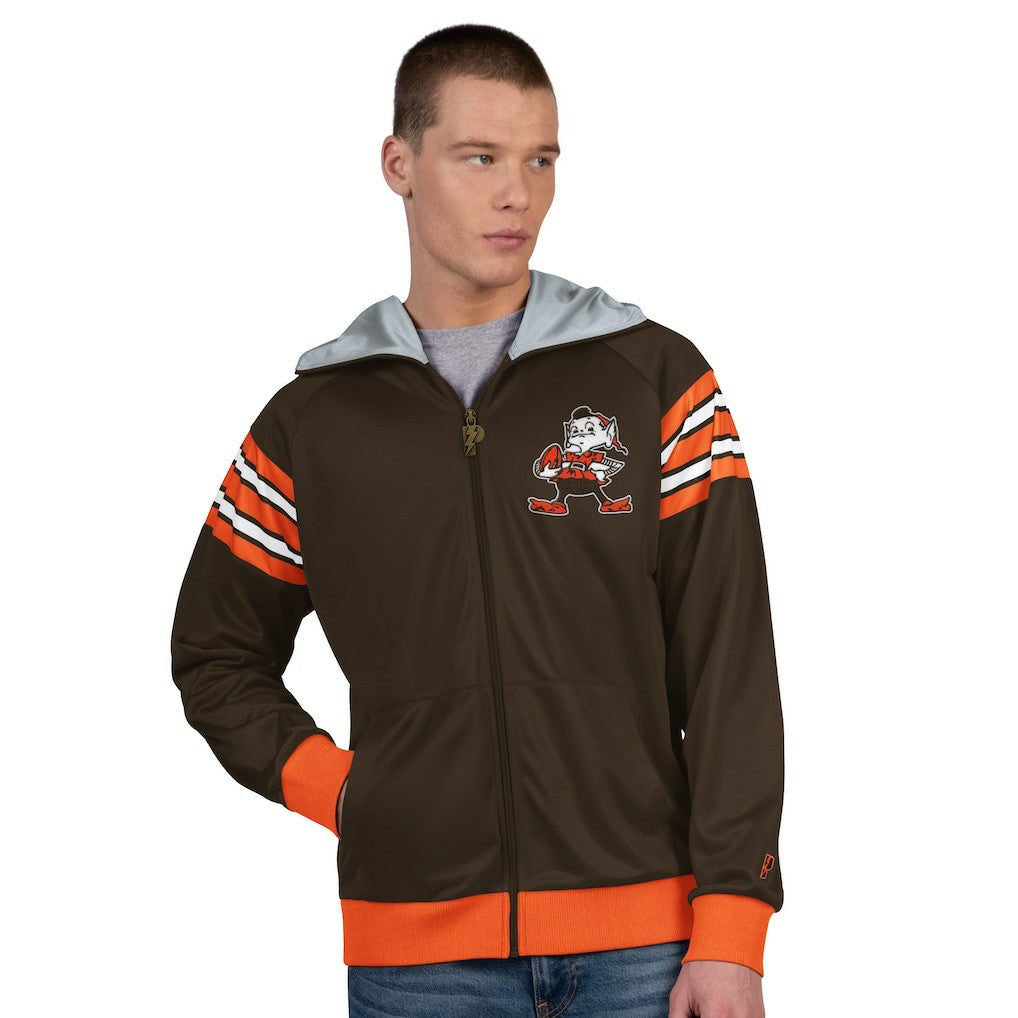 Cleveland Browns Pro Player Retro Helmet Full-Zip Hooded Track Jacket - Brown/Orange sale
