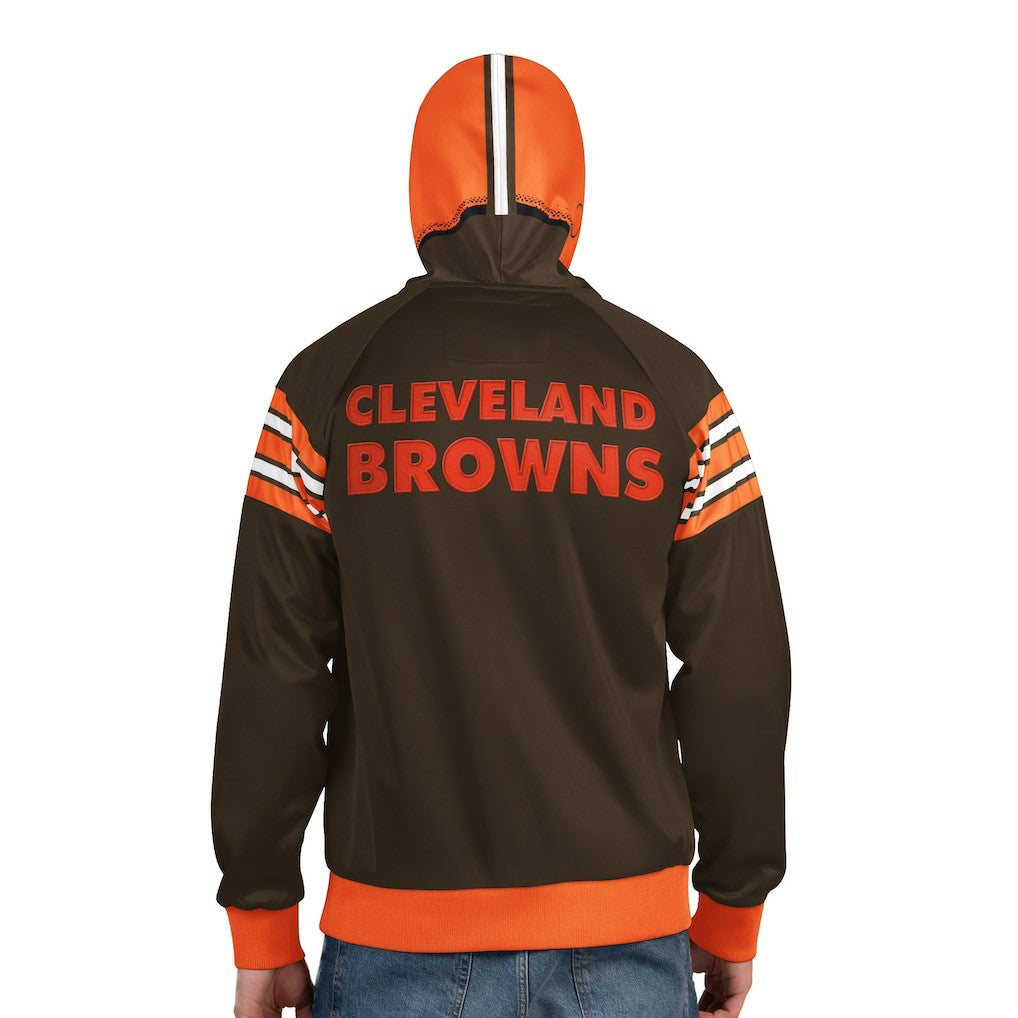 Cleveland Browns Pro Player Retro Helmet Full-Zip Hooded Track Jacket - Brown/Orange sale