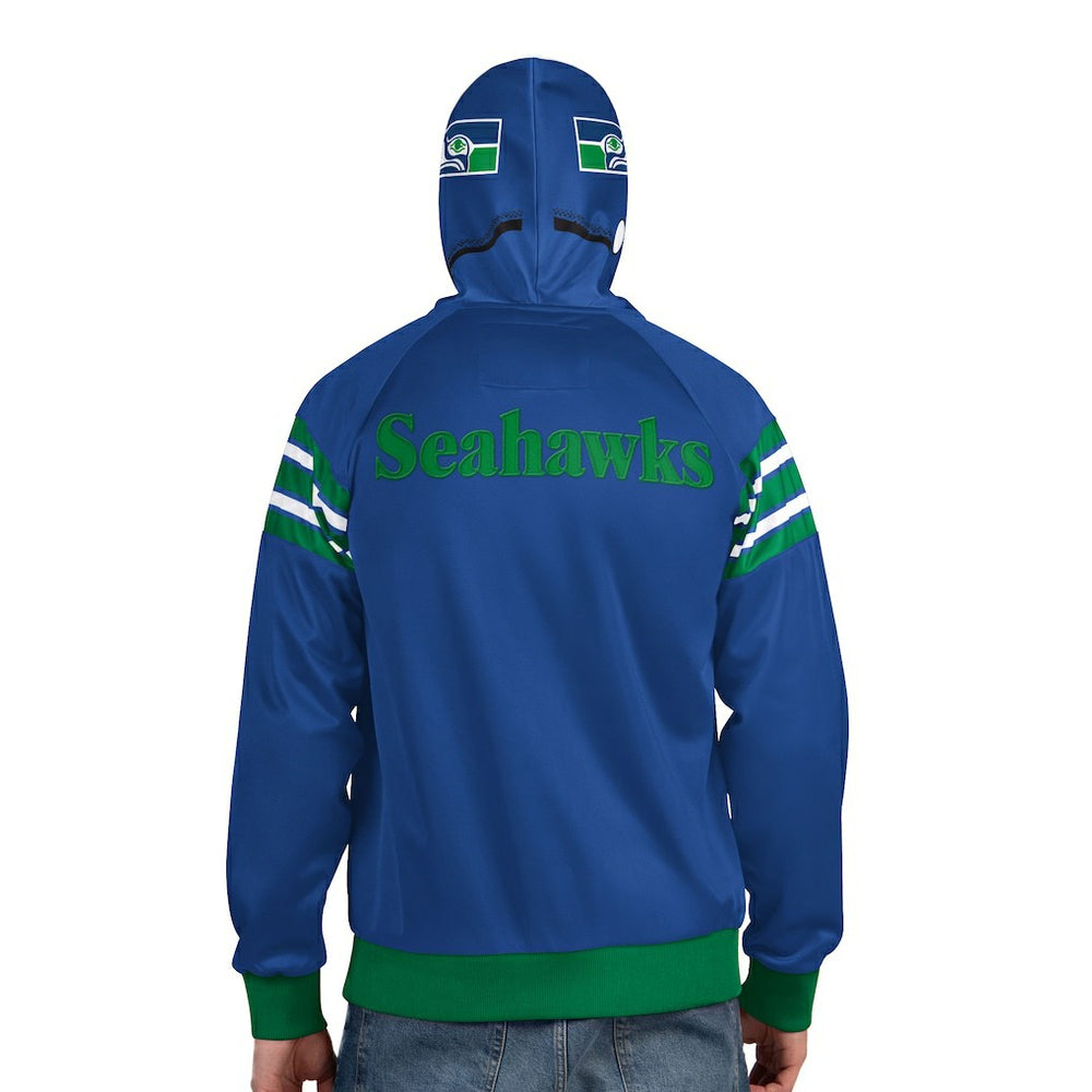 Seattle Seahawks Pro Player Retro Helmet Full-Zip Hooded Track Jacket - Royal/Green sale