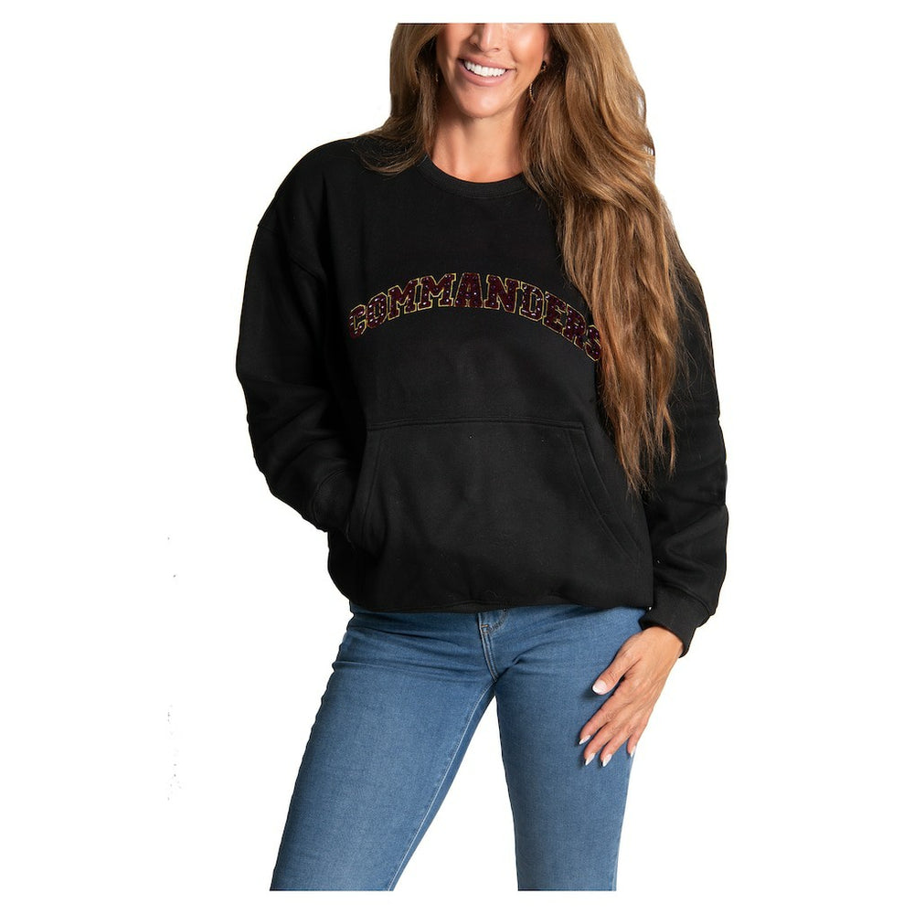 Washington Commanders Cuce Women's Chenille Jeweled Sweatshirt - Black on sale