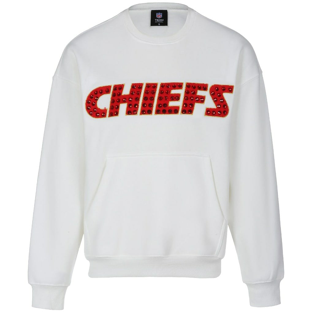 Kansas City Chiefs Cuce Women's Chenille Jeweled Sweatshirt - White on sale