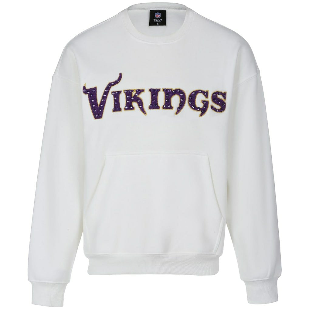 Minnesota Vikings Cuce Women's Chenille Jeweled Sweatshirt - White cheap