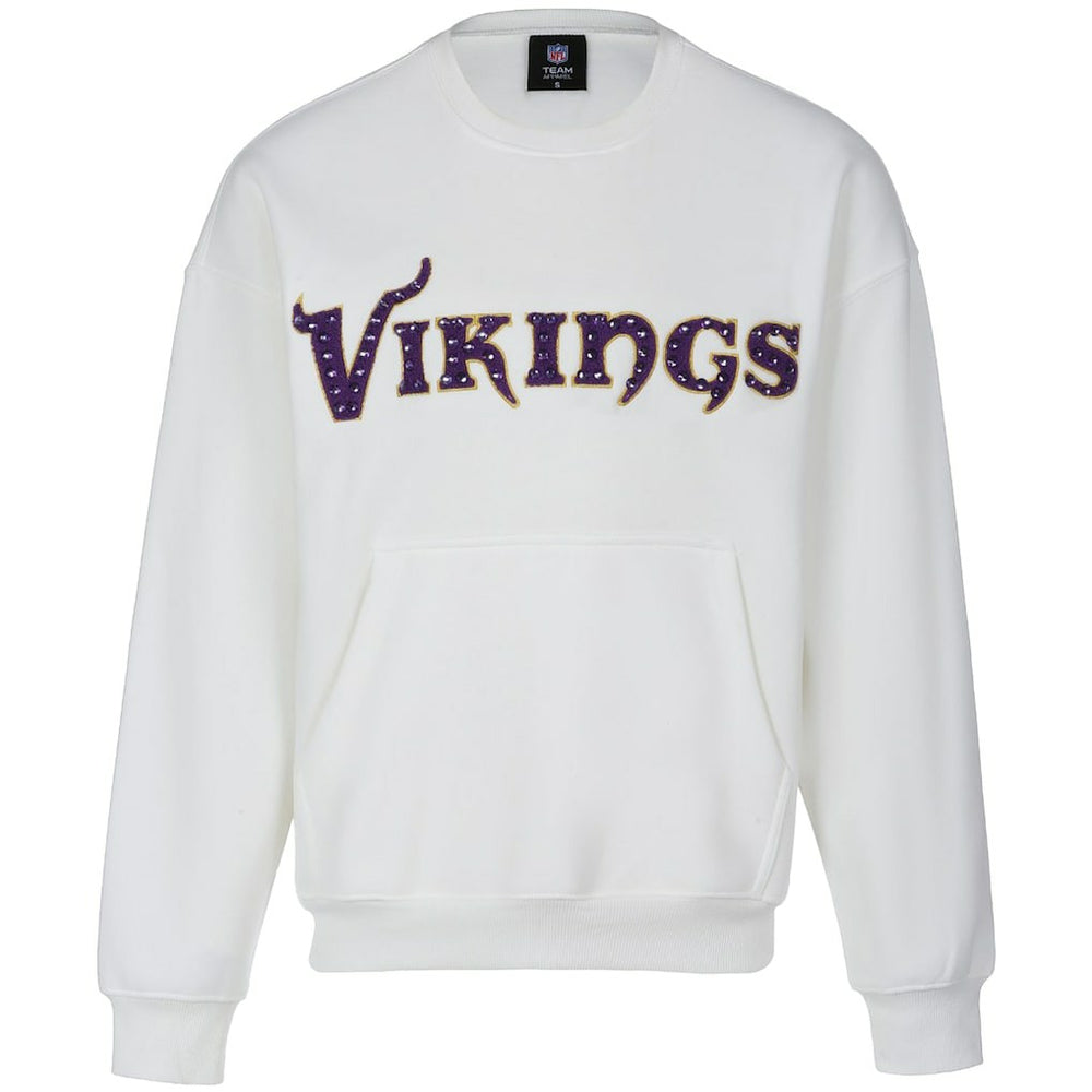 Minnesota Vikings Cuce Women's Chenille Jeweled Sweatshirt - White cheap