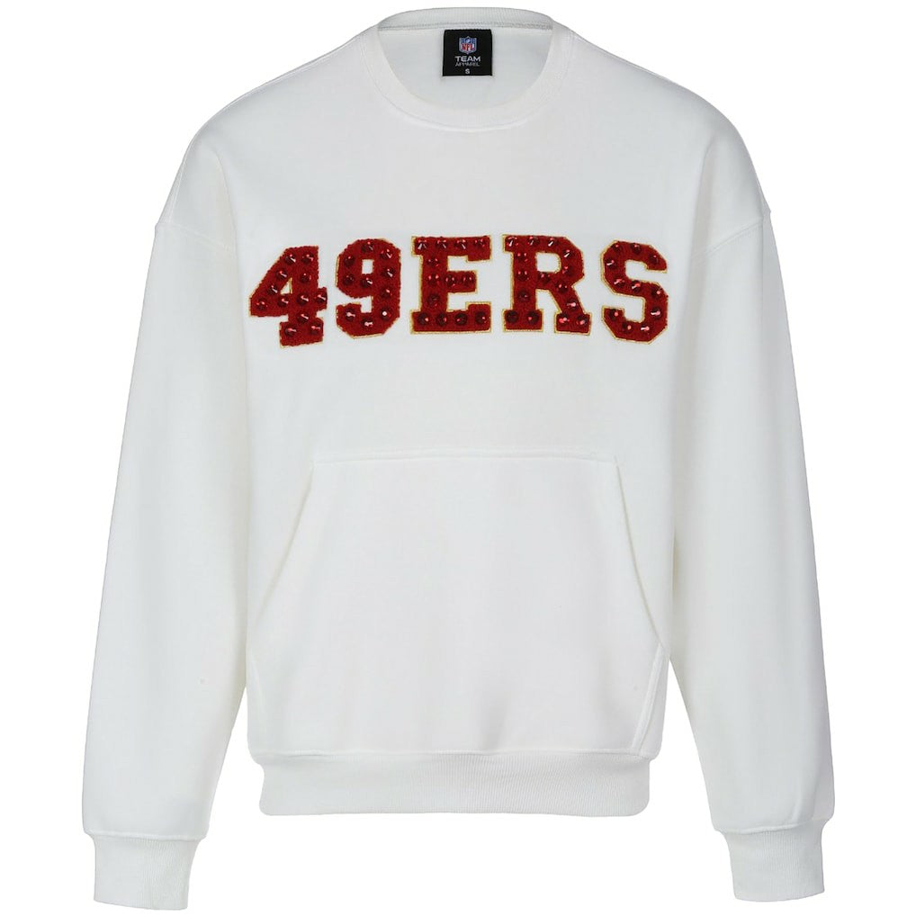 San Francisco 49ers Cuce Women's Chenille Jeweled Sweatshirt - White cheap
