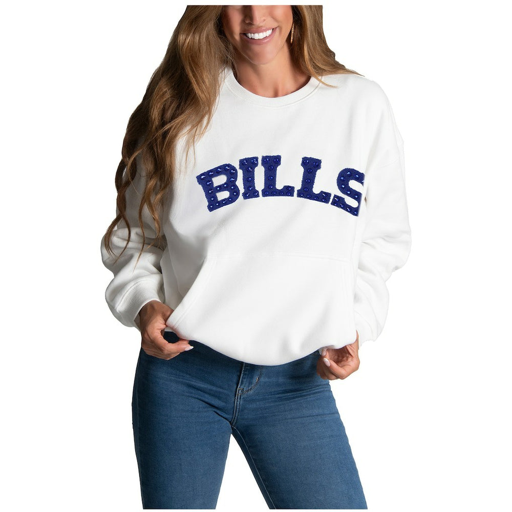 Buffalo Bills Cuce Women's Chenille Jeweled Sweatshirt - White online