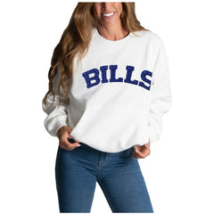 Buffalo Bills Cuce Women's Chenille Jeweled Sweatshirt - White online