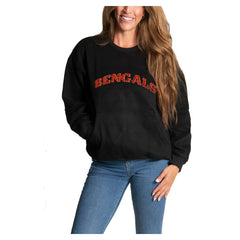 Cincinnati Bengals Cuce Women's Chenille Jeweled Sweatshirt - Black outlet