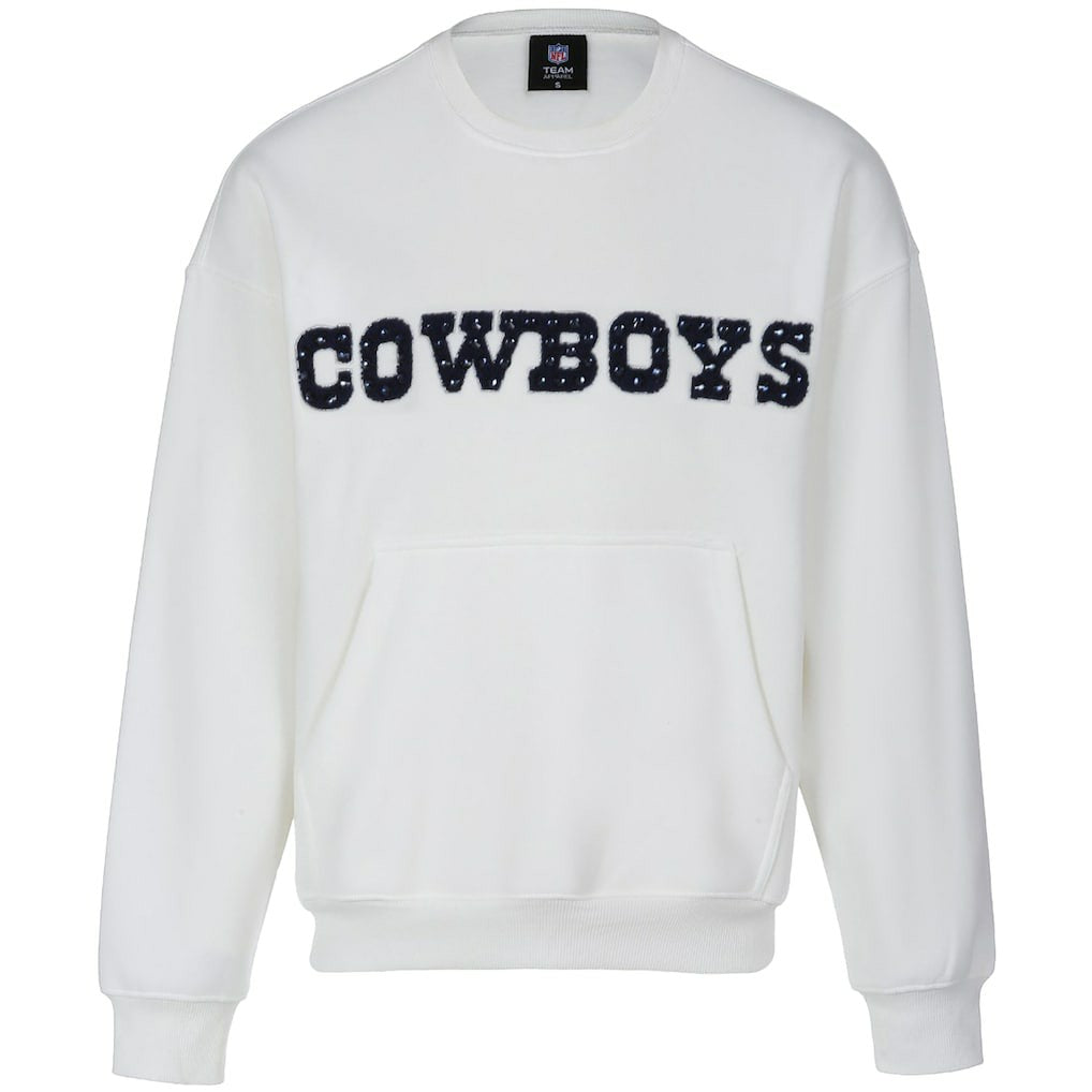 Dallas Cowboys Cuce Women's Chenille Jeweled Sweatshirt - White on sale