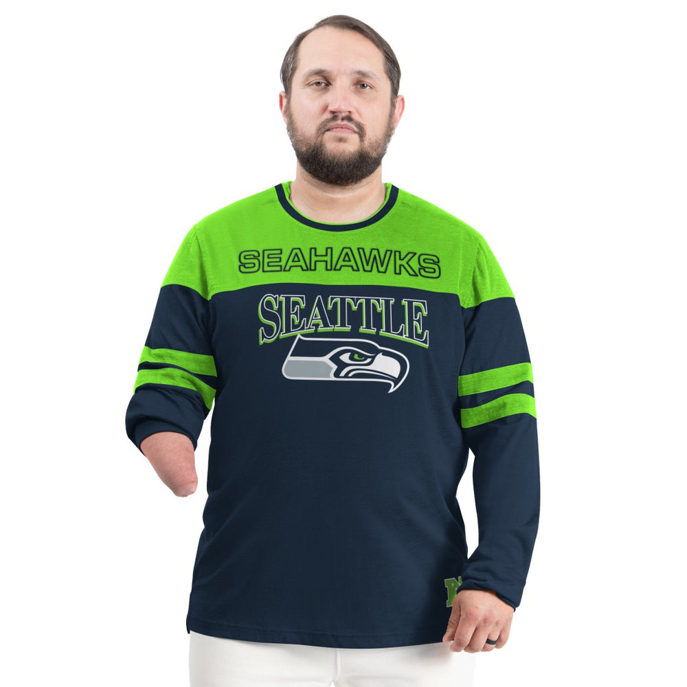 Seattle Seahawks G-III Sports by Carl Banks Adaptive Outlast Long Sleeve T-Shirt - College Navy/Neon Green on sale