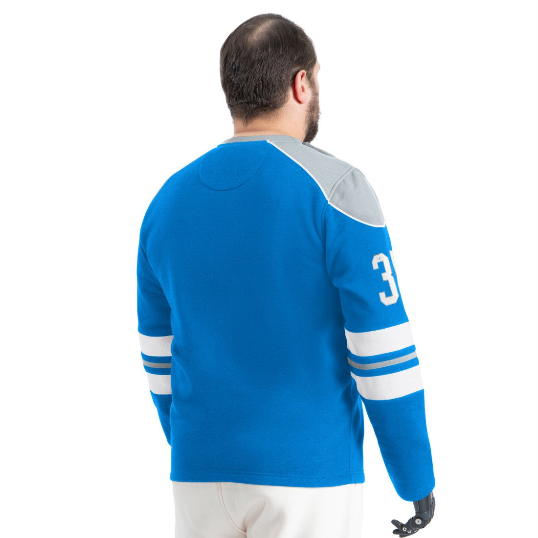 Detroit Lions G-III Sports by Carl Banks Adaptive Lord Stanley Crewneck Sweatshirt - Blue cheap