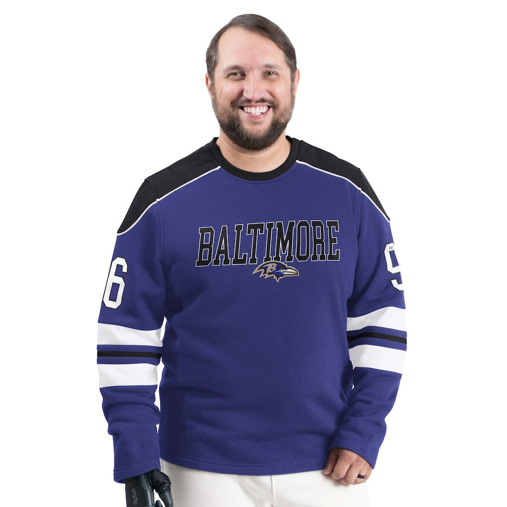 Baltimore Ravens G-III Sports by Carl Banks Adaptive Lord Stanley Crewneck Sweatshirt - Purple on sale