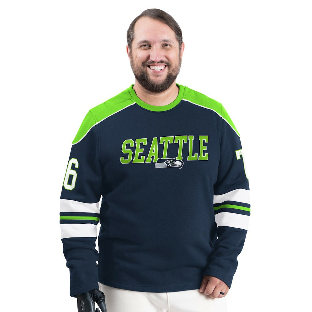 Seattle Seahawks G-III Sports by Carl Banks Adaptive Lord Stanley Crewneck Sweatshirt - College Navy cheap
