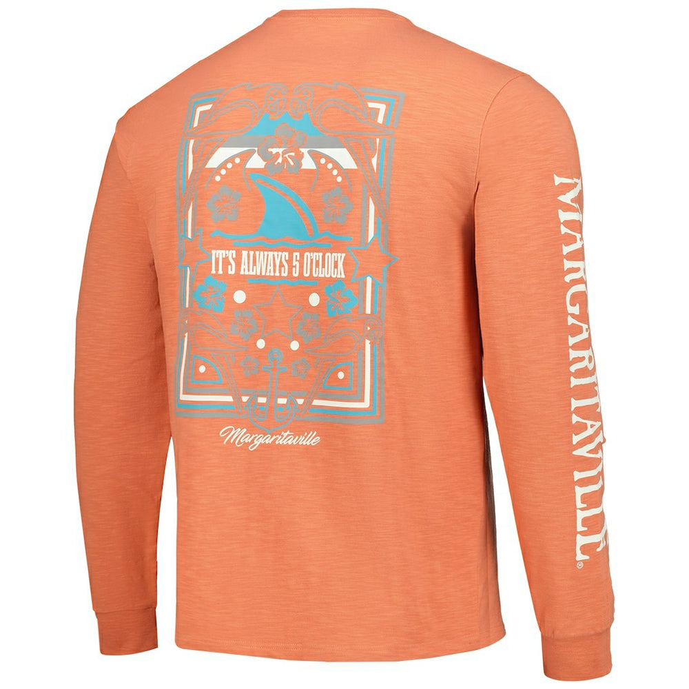 Cincinnati Bengals Margaritaville Five O'Clock Henley Long Sleeve T-Shirt - Coral for sale