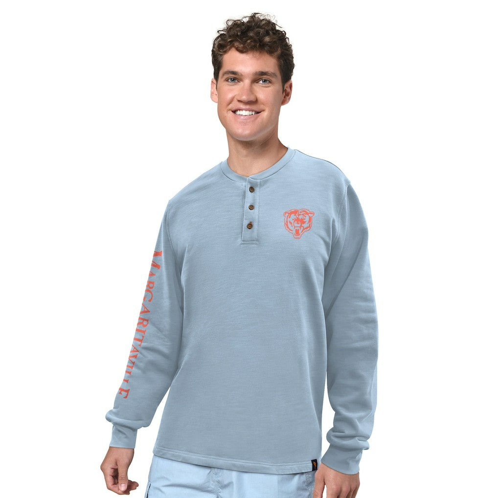 Chicago Bears Margaritaville Five O'Clock Henley Long Sleeve T-Shirt - Light Blue sale