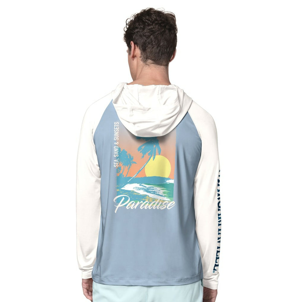 Los Angeles Chargers Margaritaville Sand, Sea, Sunsets Long-Sleeve Rashguard Hoodie Pullover -Light Blue/Cream online