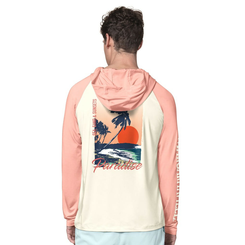 Kansas City Chiefs Margaritaville Sand, Sea, Sunsets Long-Sleeve Rashguard Hoodie Pullover -Cream/Amber on sale