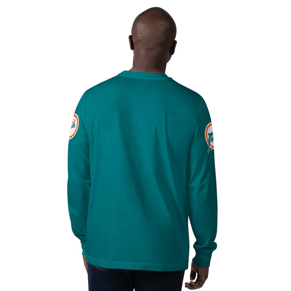 Miami Dolphins Starter Extreme Clutch Hit Vintage Logo Long Sleeve T-Shirt - Aqua outlet
