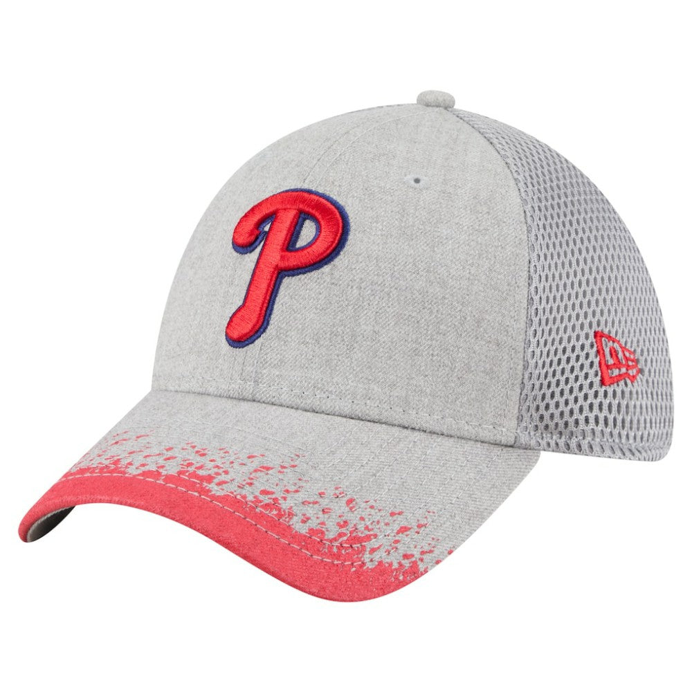 Philadelphia Phillies Visor Paint Splatter 39THIRTY Flex Hat Gray
