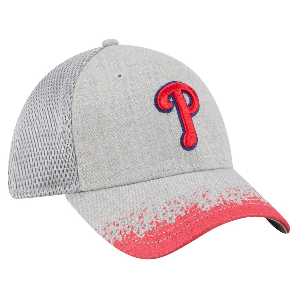 Philadelphia Phillies Visor Paint Splatter 39THIRTY Flex Hat Gray