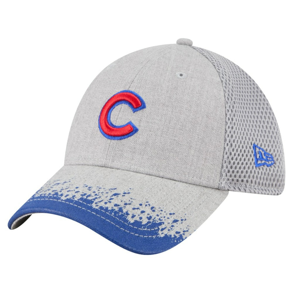 Chicago Cubs Visor Paint Splatter 39THIRTY Flex Hat Gray