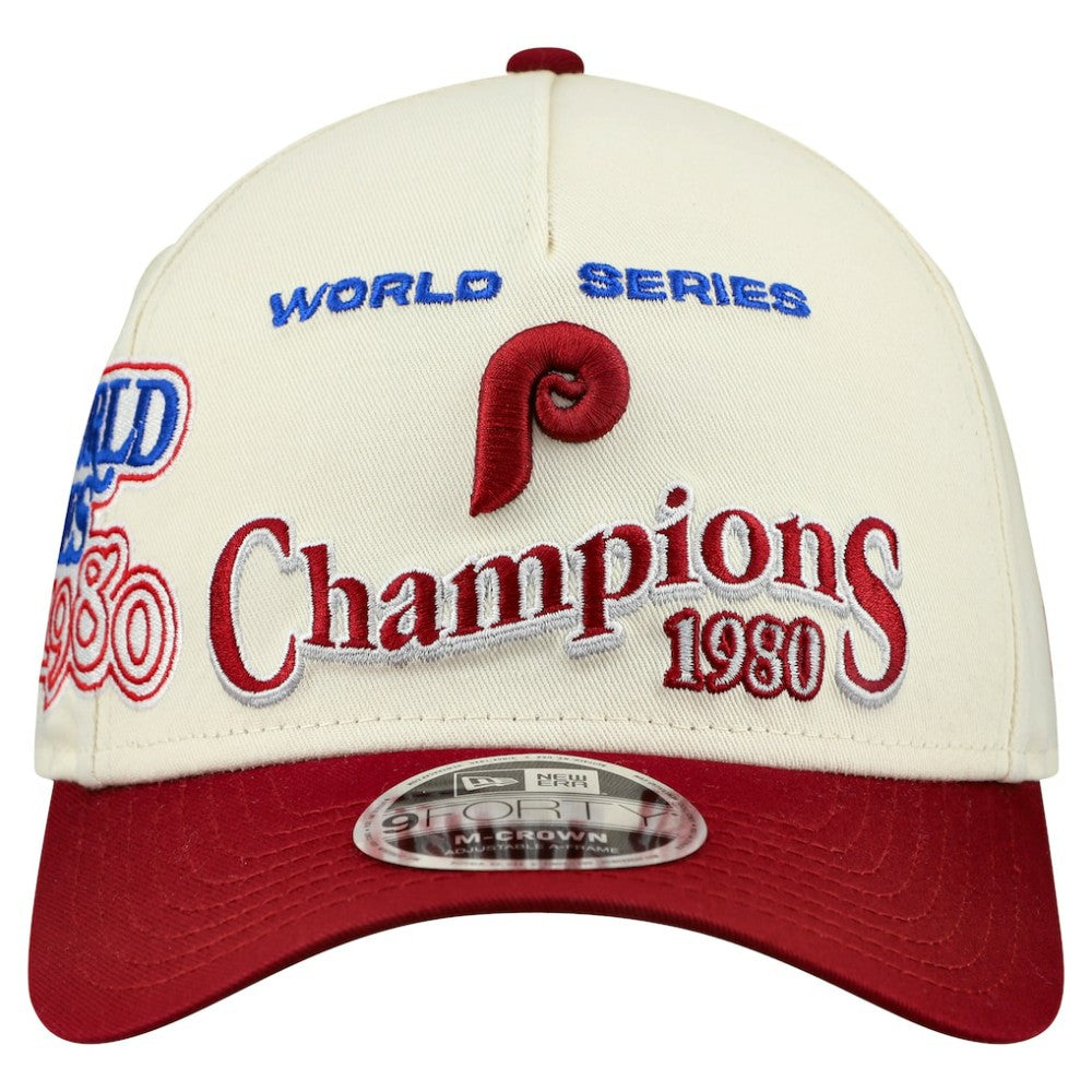 Philadelphia Phillies World Series 9FORTY M-Crown A-Frame Adjustable Hat Cream/Red
