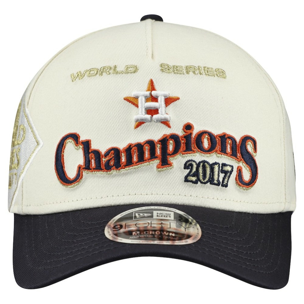 Houston Astros World Series 9FORTY M-Crown A-Frame Adjustable Hat Cream/Navy