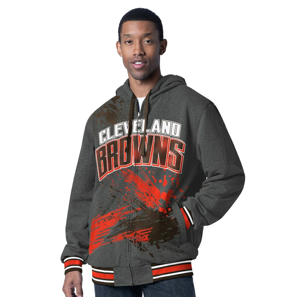 Cleveland Browns G-III Sports by Carl Banks Dual Threat Reversable Full-Zip Hooded Jacket - Brown/Charcoal outlet