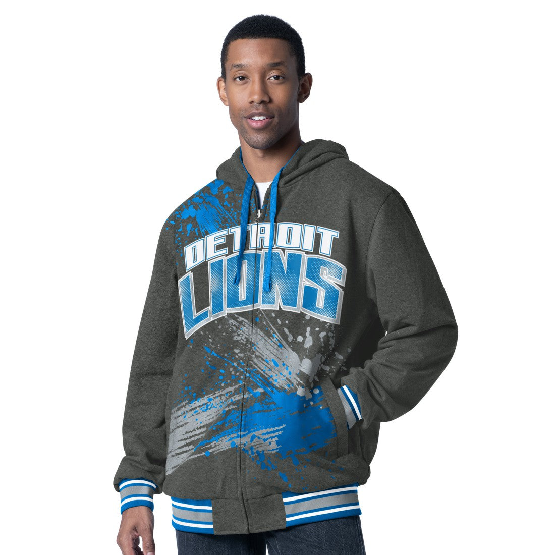 Detroit Lions G-III Sports by Carl Banks Dual Threat Reversable Full-Zip Hooded Jacket - Blue/Charcoal online