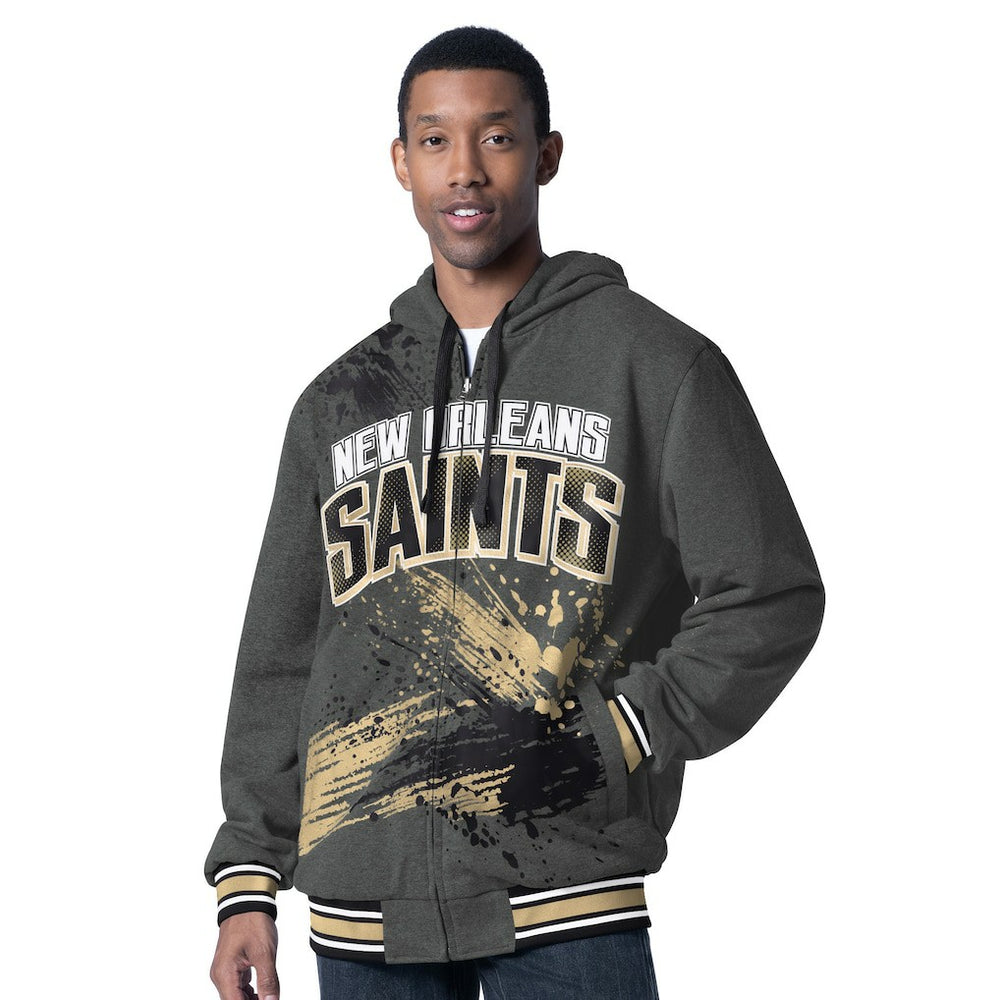 New Orleans Saints G-III Sports by Carl Banks Dual Threat Reversable Full-Zip Hooded Jacket - Black/Charcoal for sale