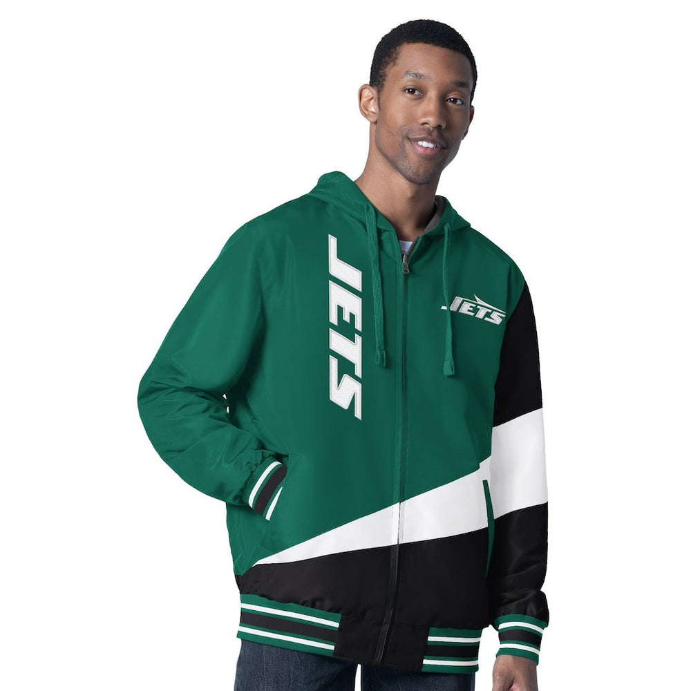 New York Jets G-III Sports by Carl Banks Dual Threat Reversable Full-Zip Hooded Jacket - Green/Charcoal for sale