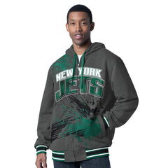New York Jets G-III Sports by Carl Banks Dual Threat Reversable Full-Zip Hooded Jacket - Green/Charcoal for sale