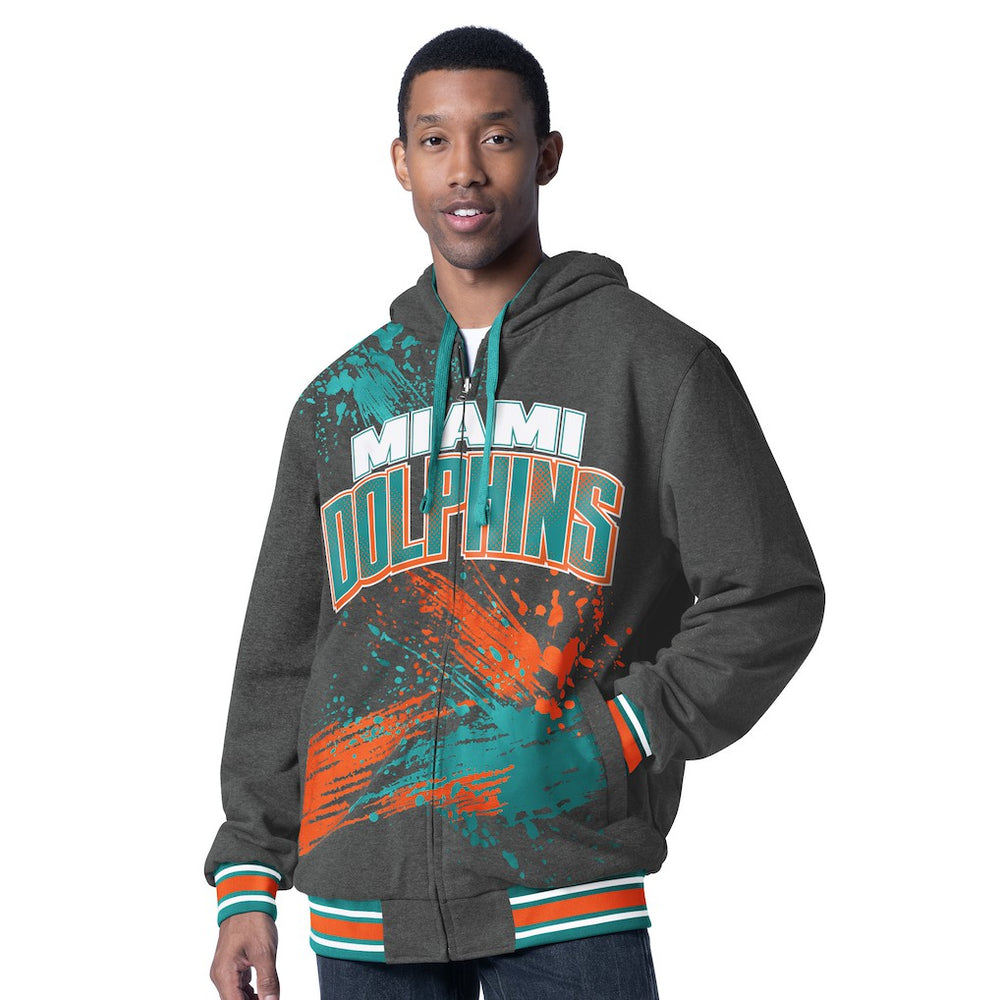 Miami Dolphins G-III Sports by Carl Banks Dual Threat Reversable Full-Zip Hooded Jacket - Aqua/Charcoal on sale