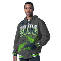 Seattle Seahawks G-III Sports by Carl Banks Dual Threat Reversable Full-Zip Hooded Jacket - College Navy/Charcoal for sale