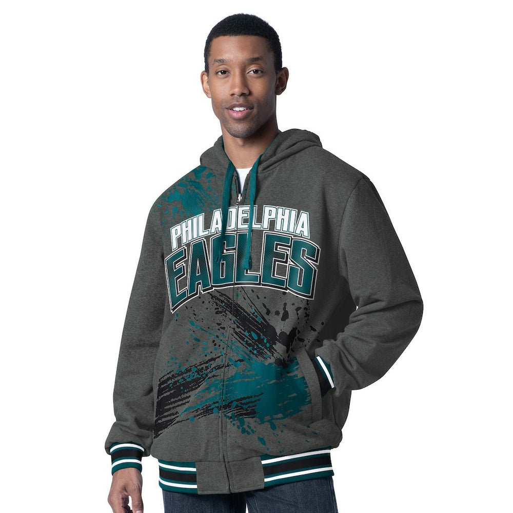 Philadelphia Eagles G-III Sports by Carl Banks Dual Threat Reversable Full-Zip Hooded Jacket - Midnight Green/Charcoal on sale