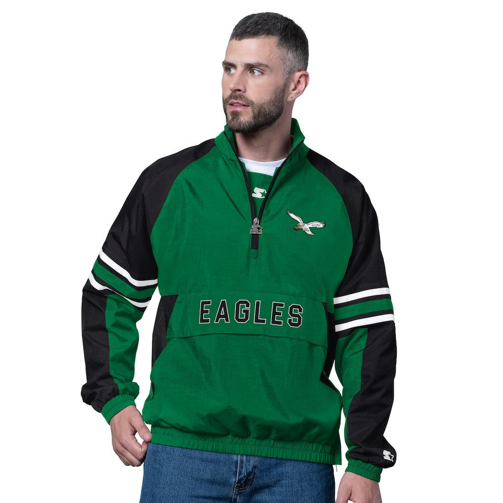 Philadelphia Eagles Starter Vintage Logo Prospect Half-Zip Pullover - Kelly Green outlet
