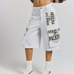 Green Bay Packers Off Season x NFL Women's Fleece Cargo Shorts - Heather Gray on sale