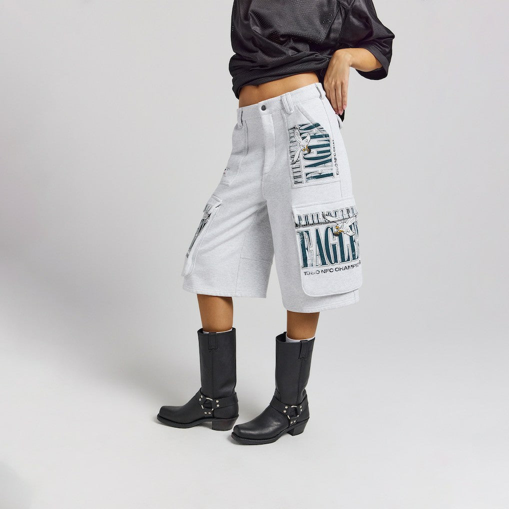 Philadelphia Eagles Off Season x NFL Women's Fleece Cargo Shorts - Heather Gray for sale
